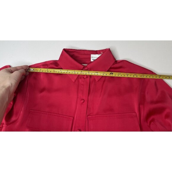 Jason Wu Red Satin Oversized Button down Small NWT - Picture 8 of 10